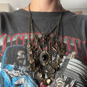 Antiqued Brass Statement Necklace
